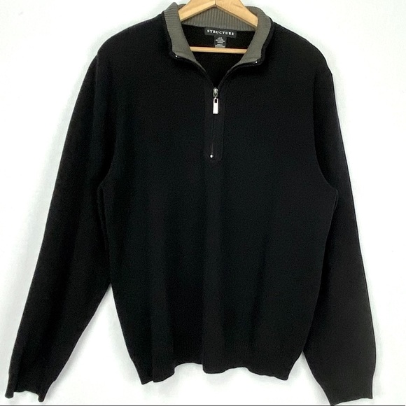 VTG 90’s Structure Black Zipper Neckline with Taupe Color Interior Collar. L - Picture 4 of 10